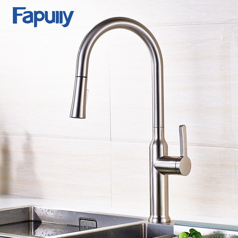 Fapully  ξ  õ    Ϸ ȸ ũ ֹ ũ ž Ǯٿ  ũ û/Fapully Pull Out Kitchen Faucet Polished Brushed Nickel Finish Swivel Sink Kitchen